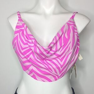 NWT Jessica Simpson pink zebra slouchy drapes bikini top S